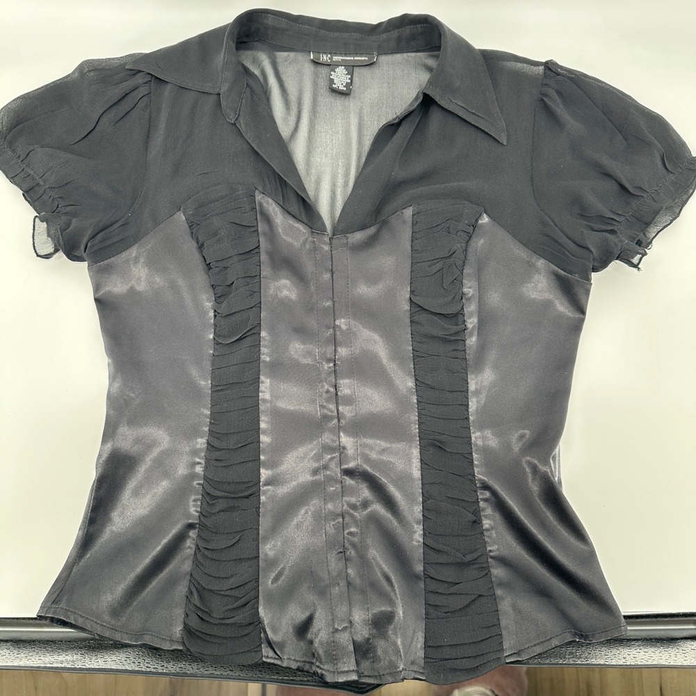 VTG Y2K INC Sheer Ruffle Top Whimsigoth‎ Romantic Mixed Media Fairy Grunge 4P - Picture 3 of 10